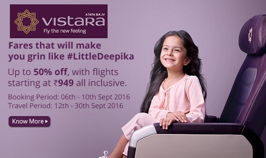 India Desire : Airvistra Flight Tickets Offer : Upto 50% Off On Flight Tickets Fare Start From Rs 949 Only